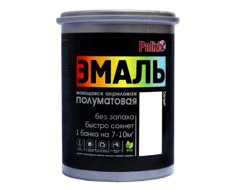 Эмаль акриловая полуматовая "Palizh" (1,1 кг), белая База А, №621