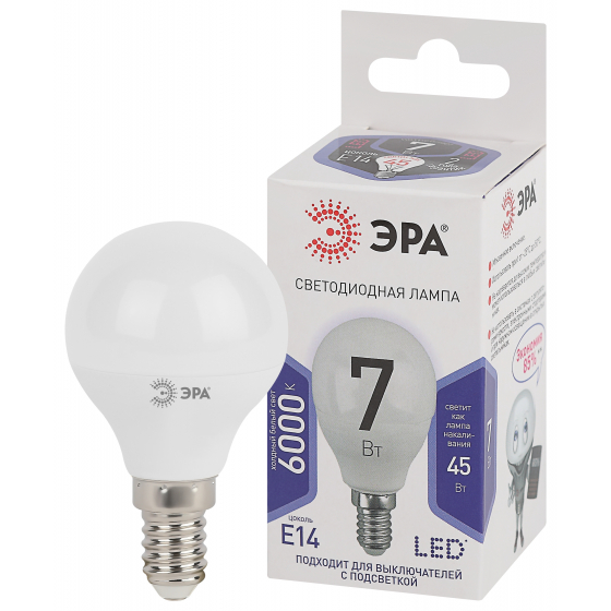 Лампа LED ЭРА Р45-7W-860-Е14 0324