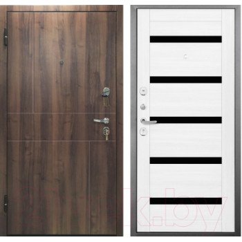 Дверь УРБАН-2050/860/R Дуб пасадена Ясень белоснежный черный муар ЦП