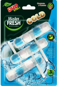 Подвесной блок Master FRESH Gold для унитаза Duo Effect 5в1 Морской 3шт