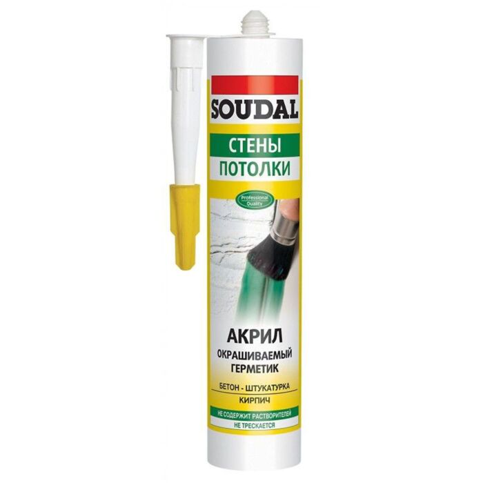 Герметик SOUDAL акриловый окрашиваемый белый 280мл /3471