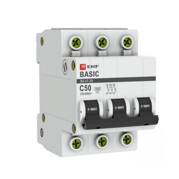 Автомат EKF Basic ВА 47-29 3Р 25А  