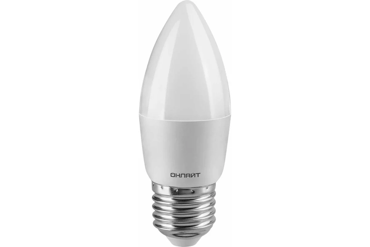 Лампа светодиодная Онлайт OLL-C37-10-230-6.5K-E27-FR 10Вт матовая 650К 