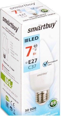 Лампа LED Smartbuy-C37-7W/4000/E27 (SBL-С37-07-40K-E27)/3495
