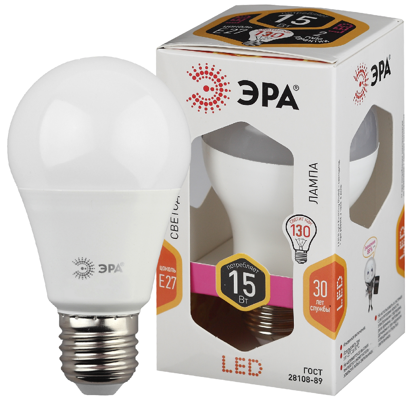 Лампа LED ЭРА А60-15W-827-E27 6810
