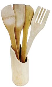 Набор деревянных лопаток с подставкой 4шт.