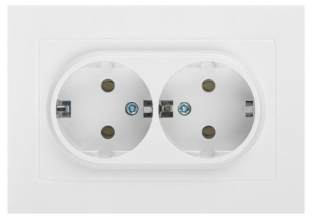 Розетка Intro Accent 6-205-01 2*2P+E Schuko 16A-250B IP20 СУ AL/CU белый/5988
