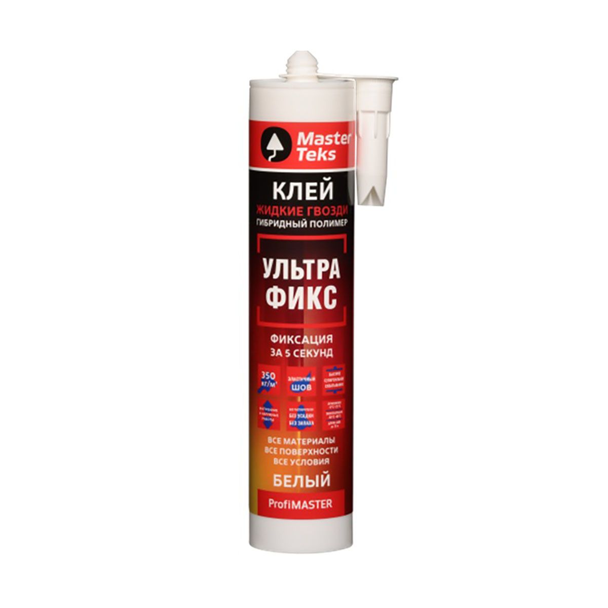 Клей гибридный Жидкие гвозди MasterTeks ProfiMaster 350кг/м2 ультрафикс белый 290мл/1733