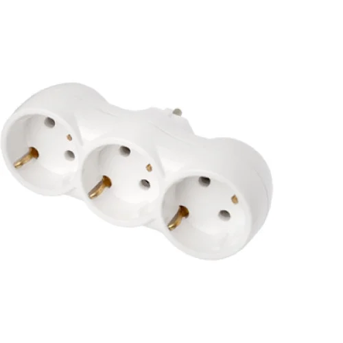 Тройник прямой 16А с/з белый стандарт ЗАРЯ/5053