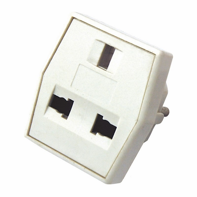 Переходник сетевой на Евро вилку F/C2 Квадрат 10А б/з бел. REXANT /11-1011