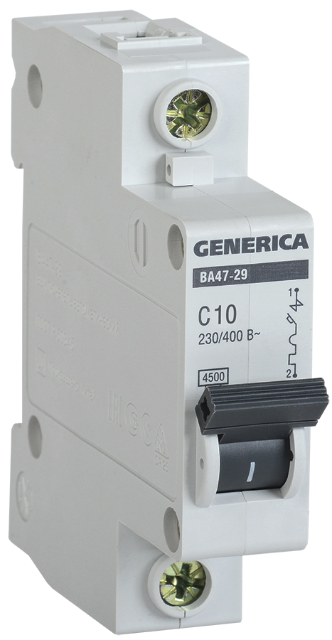 Автомат GENERICA BA 47-29 1P 10A 4,5кА MVA25-1-010-С /465223