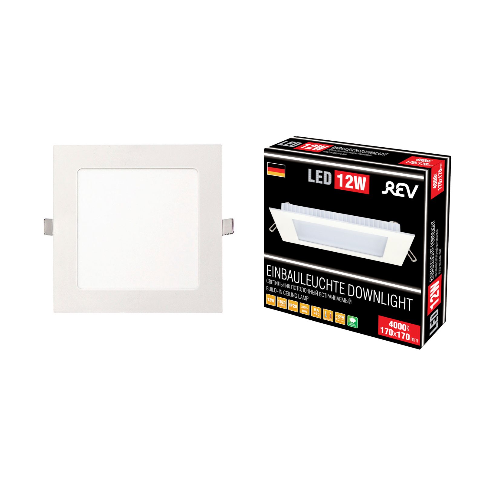Светильник встраиваемый LED REV 170*170*10мм 12Вт IP20 289814