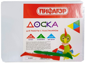 Доска для лепки А4. 280*200 мм ПИФАГОР, белая, 2 стека 227397