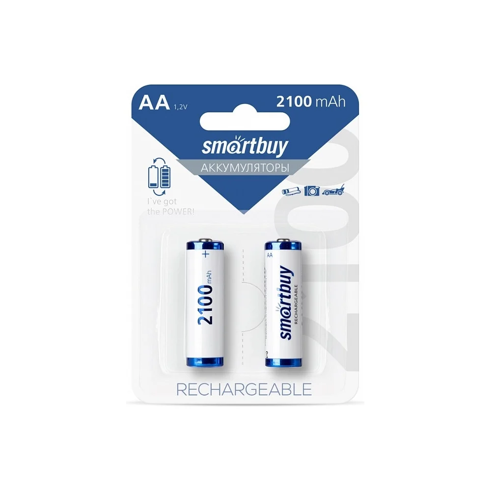 Аккумулятор NiMh Smartbuy AA/2BL 2100 mAh (24/240) (SBBR-2A02BL2100) упак/3897