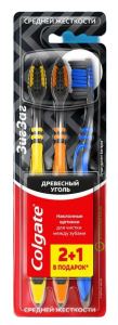 Зубная щетка Colgate Зиг-заг с древесным углем 2+1/61000433