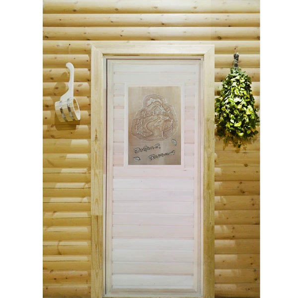 Дверь банная липа "Панно Добрая банька" 1800*700мм