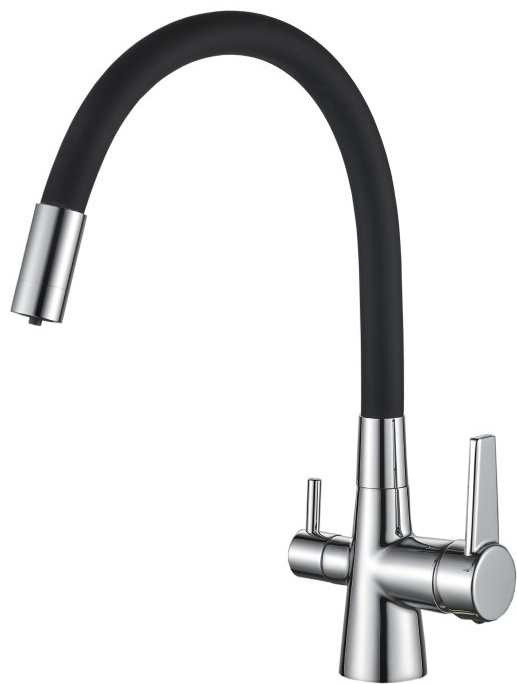 Смеситель HAIBA HB76858-7 для кухни со встроенным фильтром хром-черный/232910
