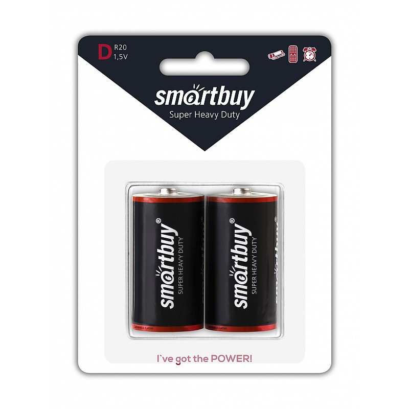 Батарейка солевая Smartbuy R20/2B (12/96)  (SBBZ-D02B)упак/3916