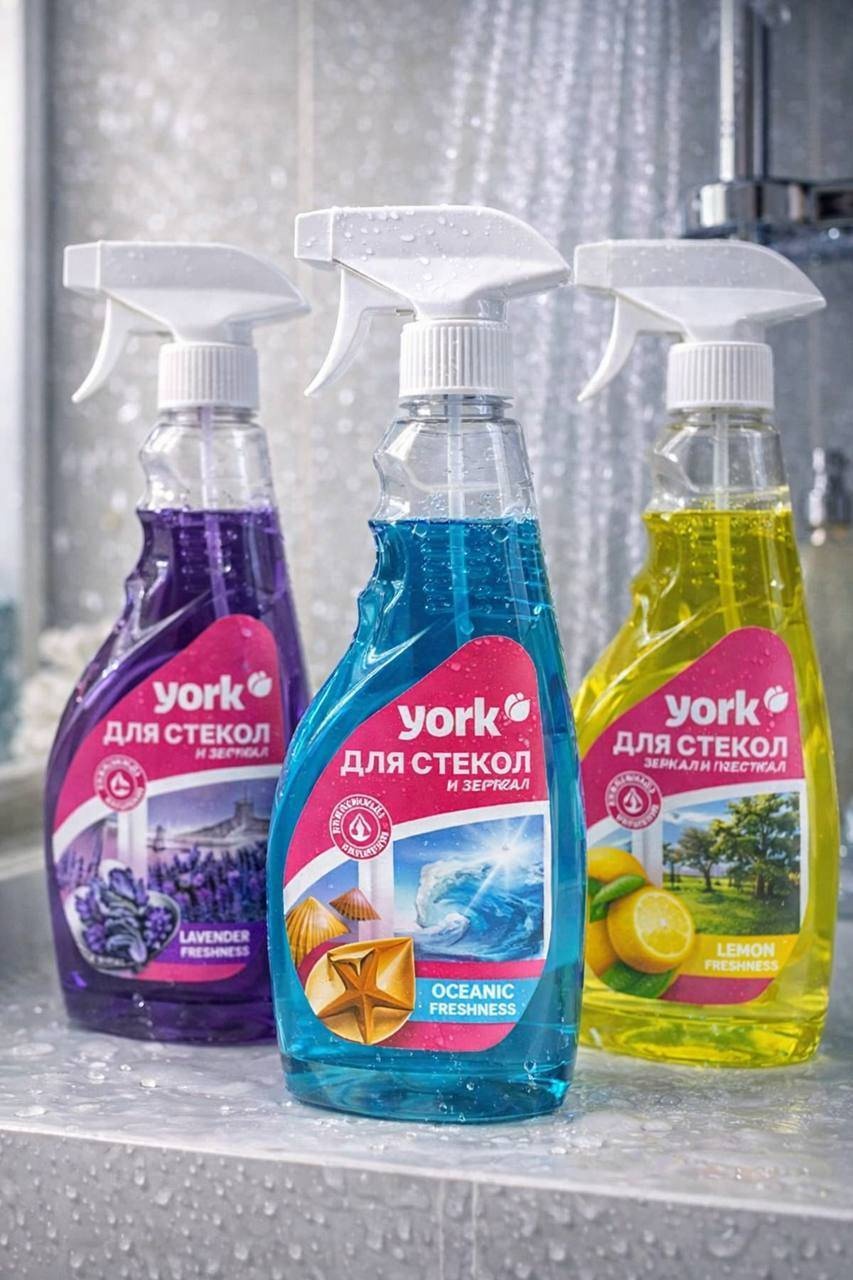 Средство YORK для стекол и зеркал Океаническая свежесть 500мл Р2368