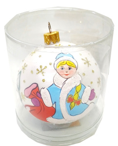 Елочная игрушка Шар "Снегурочка", 80 мм, стекло/6757137