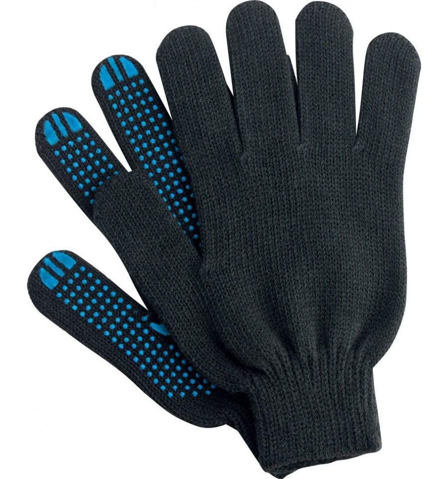 Перчатки х/б ПВХ "волна" 5-х нитка ЧЕРНЫЕ /1005/1007