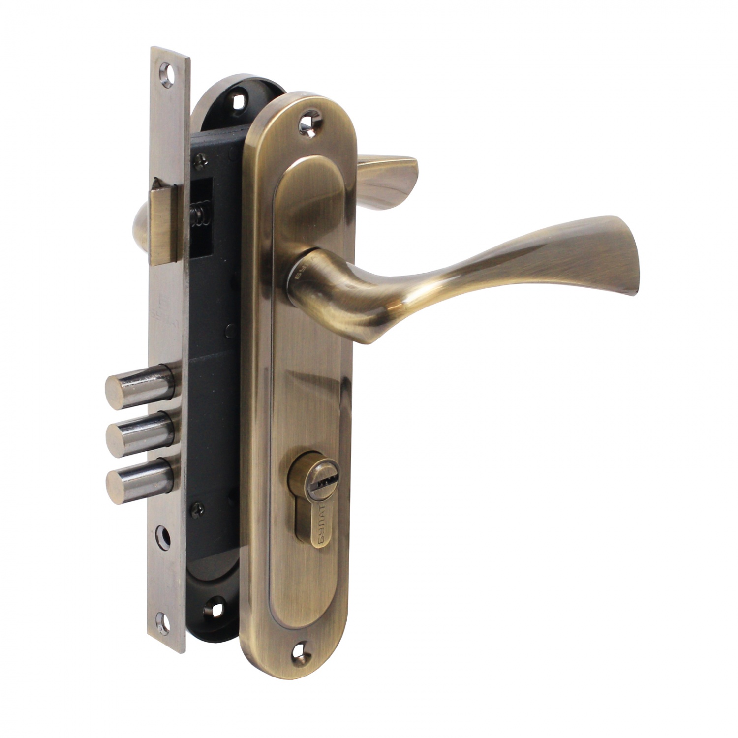 Замок врезной БУЛАТ ЗВ4-3.70.03.01 НОМОС бронза 5 перф.кл. с ручкой /13969