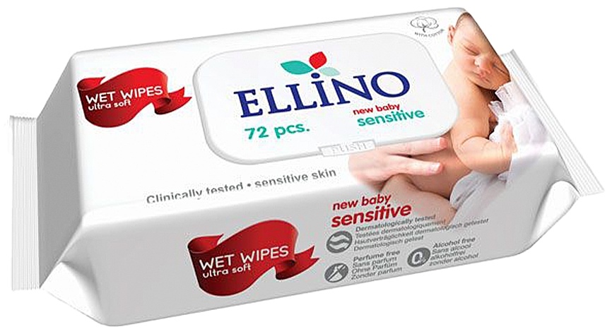 Салфетки влажные BIONE ELLINO Sensitive 72 шт /7012/8864