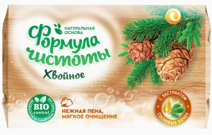 Мыло туалетное 150 гр. "Хвойное" формула чистоты бумажная этикетка
