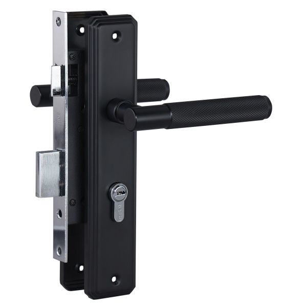 Замок врезной БУЛАТ ЗВ4-1.70.02.02 ФЕРОНА черный 5 перф.кл. с ручкой /15408