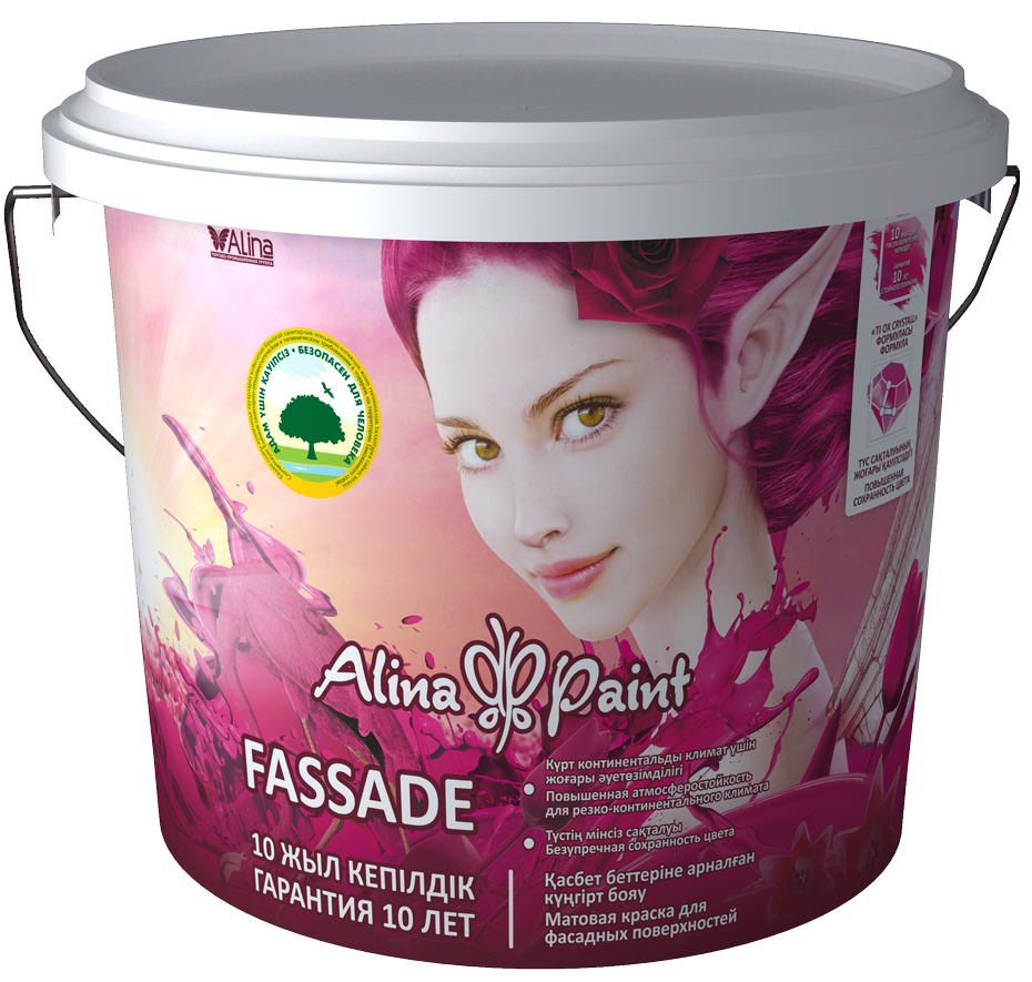 Краска водоэмульсионная Alina Paint Fassade 14 кг (фасадная, база AВ) /4190