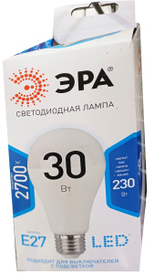 Лампа светодиодная ЭРА LED А65-30W-840-Е27 (тепл.)/8907
