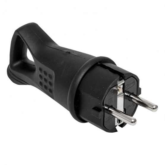 Вилка угловая 16А IP44 2P+PE 230B каучук с кольцом RPS-017-16-230-44/466961