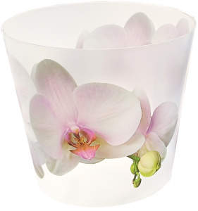 Кашпо Деко d-125 мм 1,2 л Орхидея белая/М3105
