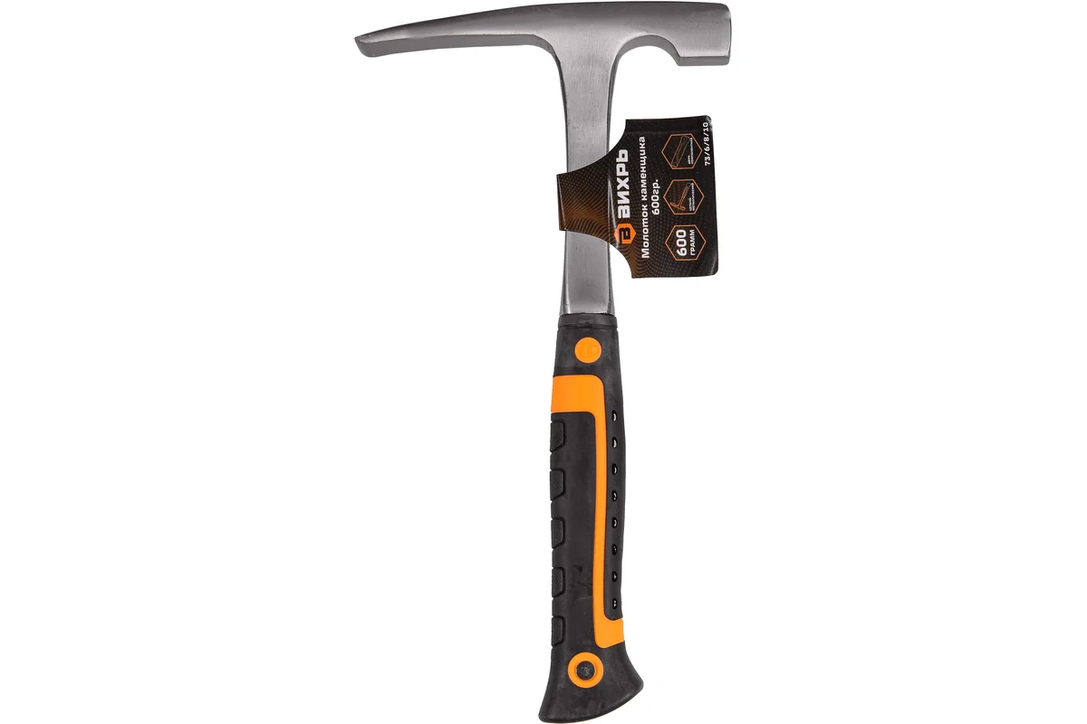 Молоток каменщика, 600 гр, цельнометалл. двухкомп.рукоятка Вихрь/8/10