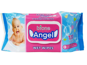 Салфетки влажные BIONE 120 шт Ангел детские 0+