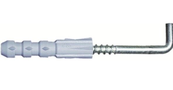 Крюк Г-обр. с дюбелем 12мм (белый цинк 1шт) 244101