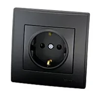 Розетка ЗАРЯ ВТ-08 б/з черный soft-touch/4865