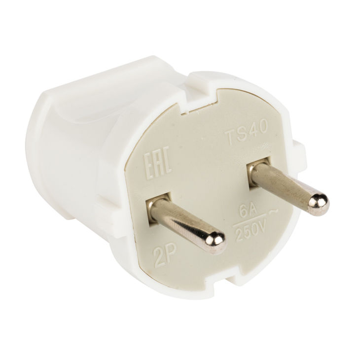 Вилка прямая б/з белая 6А 250В Вихрь/1/1