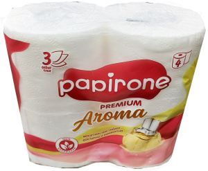 Туалетная бумага "Papirone" по 4 шт Premium трехслойная арома