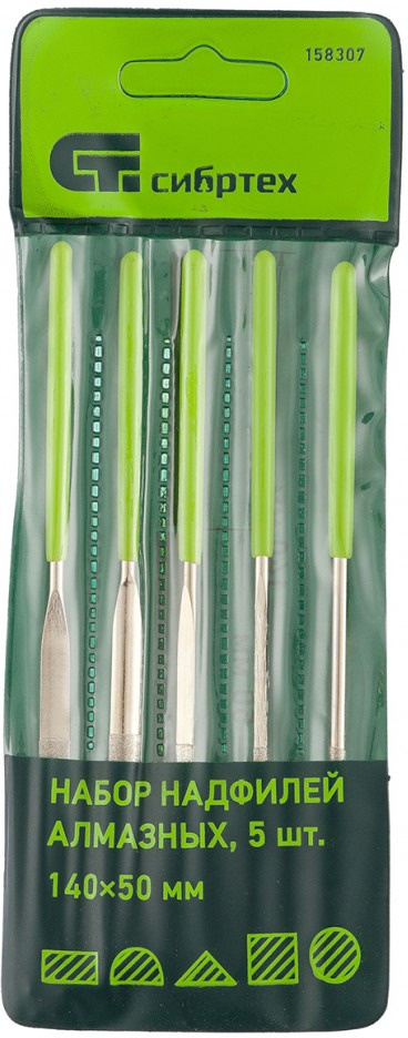 Набор надфилей алмазных 140*50*3 м, 5 шт СИБРТЕХ /158307