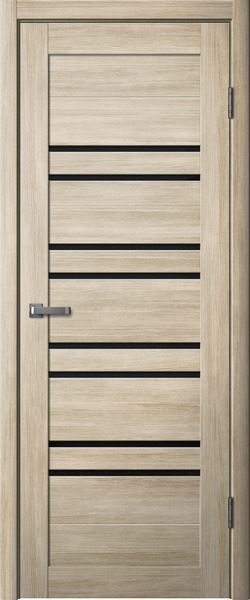 282 Полотно дверное 800*2000 ПВХ ясень латте ЧЕРНОЕ СТЕКЛО/282/88