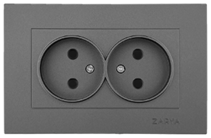 Розетка ЗАРЯ ВТ-09 2гн б/з серый soft-touch/4846