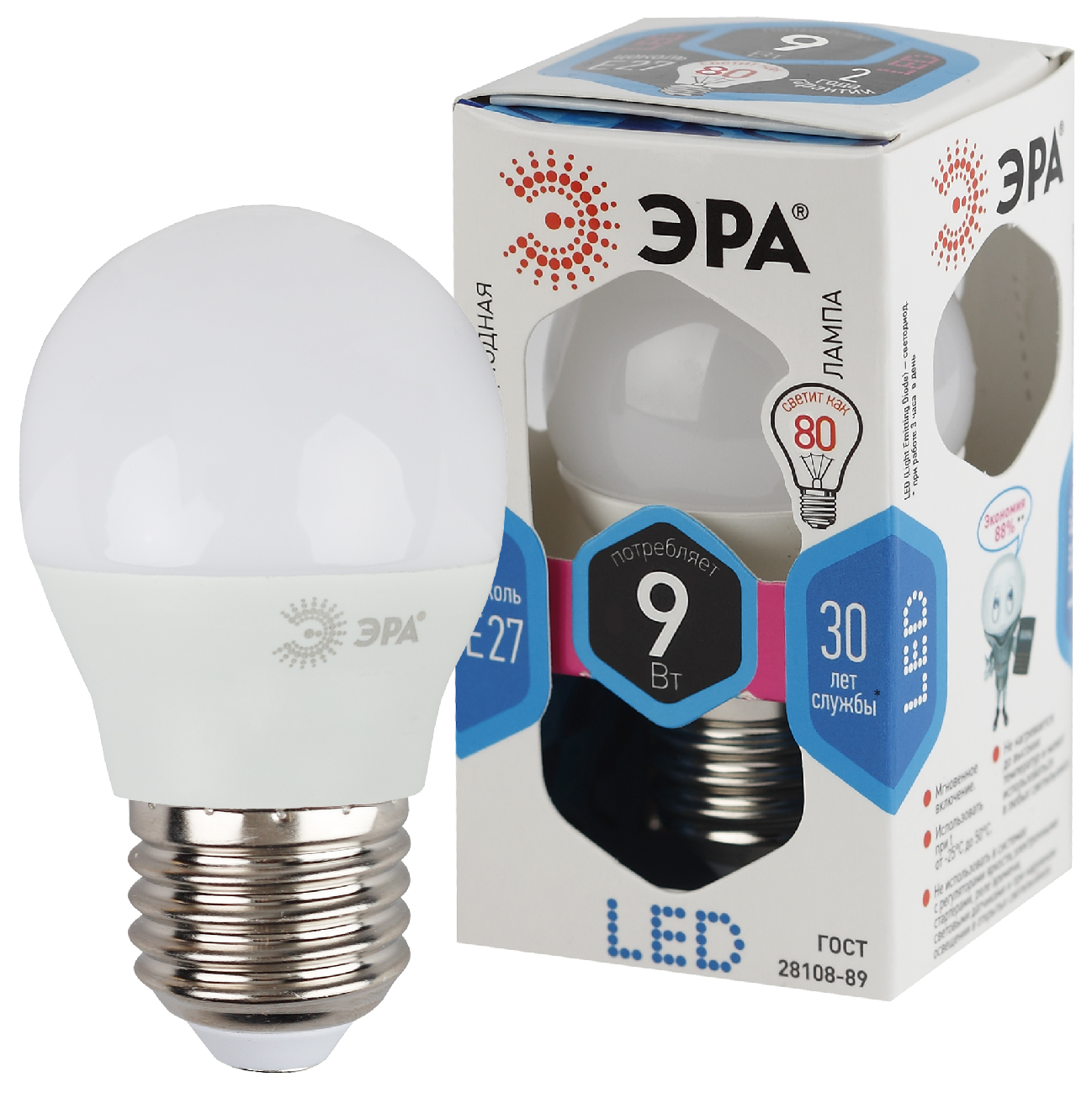 Лампа LED ЭРА Р45-9W-840-Е27 6795