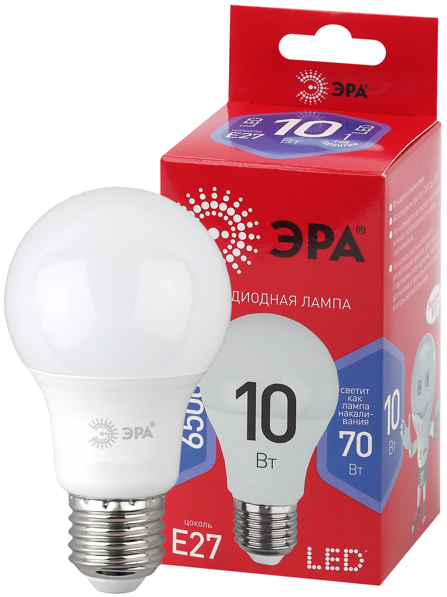 Лампа LED ЭРА А60-10W-865-E27 R ECO 5376