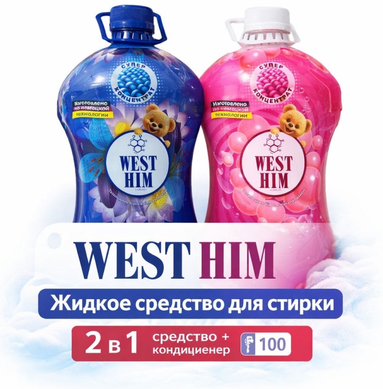 Средство для мытья посуды WEST HIM бабл гам 1000мл/0421/0387