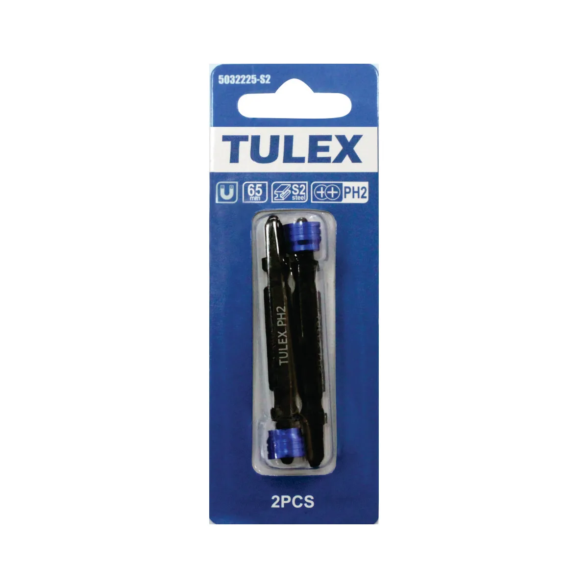 Биты двухсторонние TULEX для ГКЛ, магн. держатель-огранич.S2 фрез. PH2, 50мм(2шт) 5032225-S2