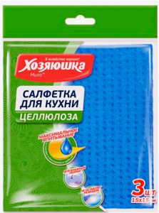 Салфетка бытовая Хозяюшка Мила целлюлоза 15*15 см 3 шт/04053