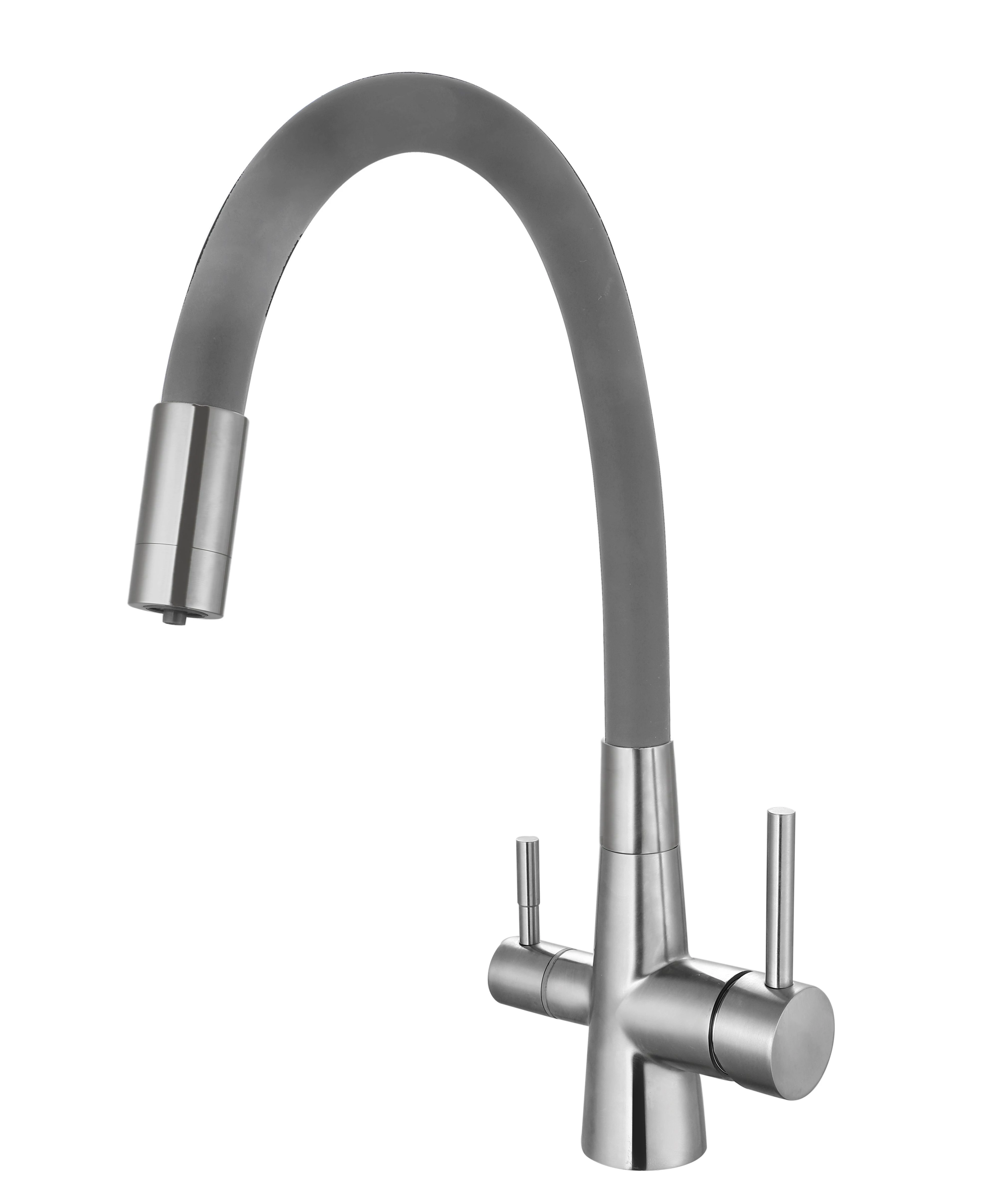 Смеситель ESKO Coral для кухни с подключением к фильтру, нерж, серый CL03 G