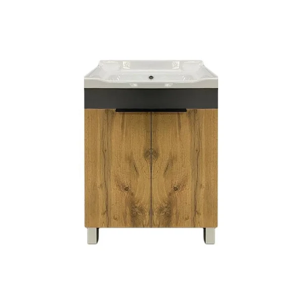 Тумба Neo Breeze 60, напольная, 2 двери, графит-дерево/234310