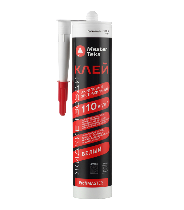 Клей акриловый Жидкие гвозди MasterTeks ProfiMaster 110кг/м2 экстрасильны 0,43кг белый (Россия)/1737